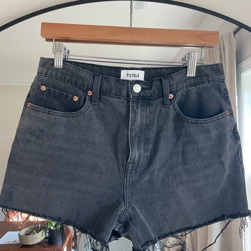 Pistola Black Jean Shorts Frayed Hem Cut-Off Style